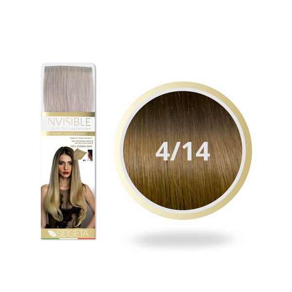 Seiseta Ombre Invisible Clip-In 4/14 Ombre Donker Kastanjebruin/Blond