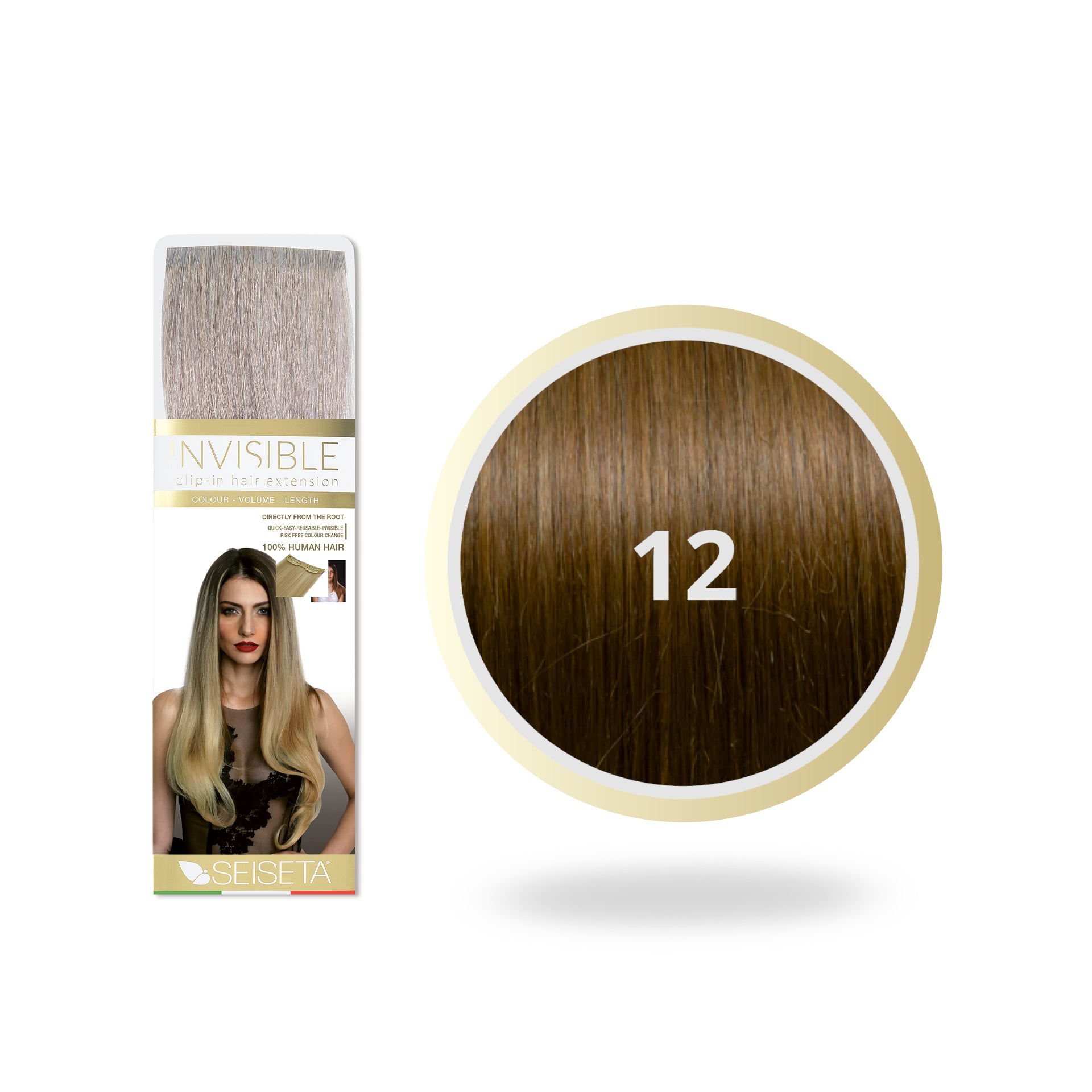 Seiseta Invisible Clip-In 12/Donker Goudblond