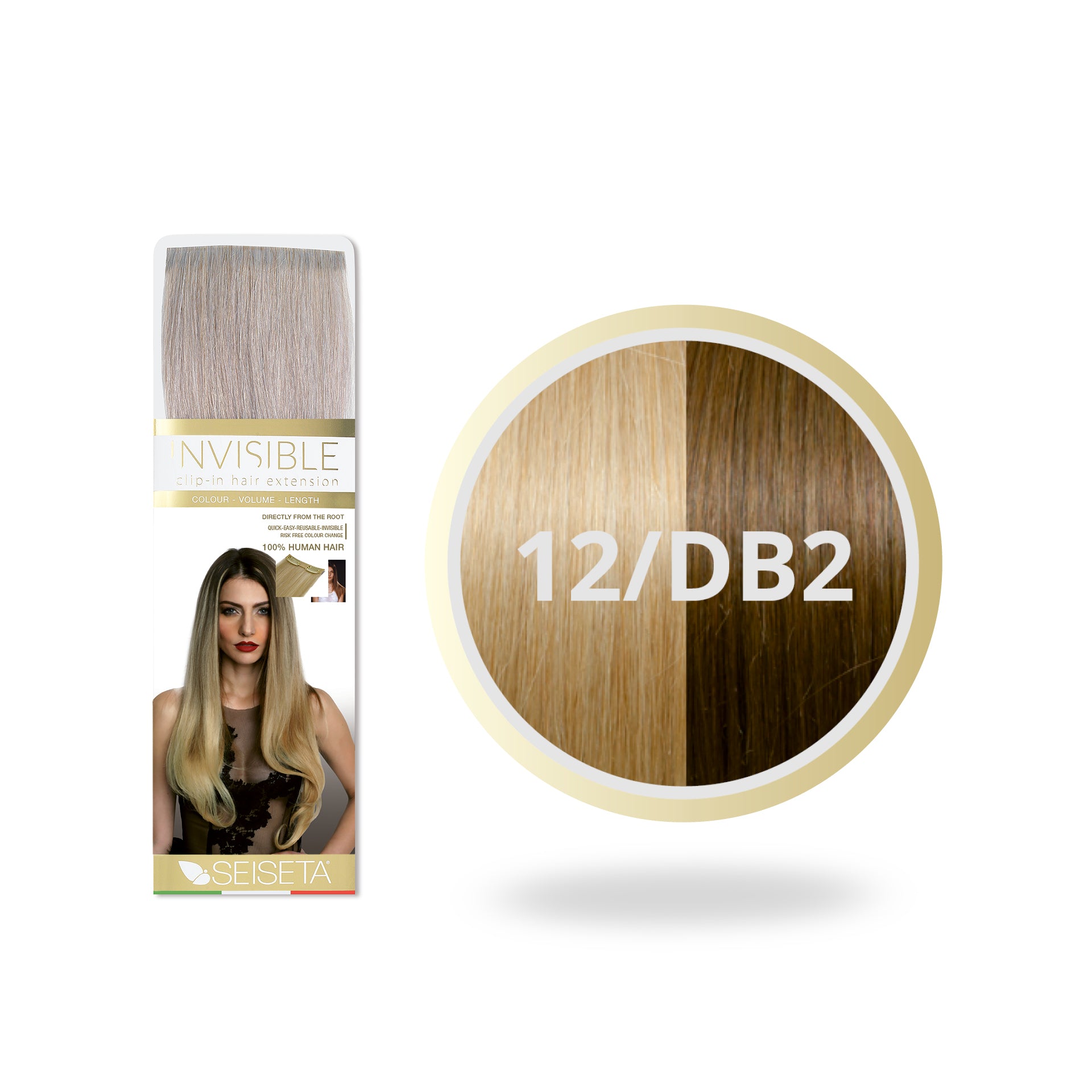 Seiseta Invisible Clip-In 12/DB2 Blond Foncé Doré/Blond Clair Doré